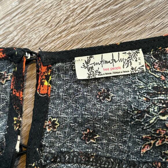 Free People Intimately Black Floral Tie Strap Tank Top Indie Sleaze Festival M - Picture 4 of 8